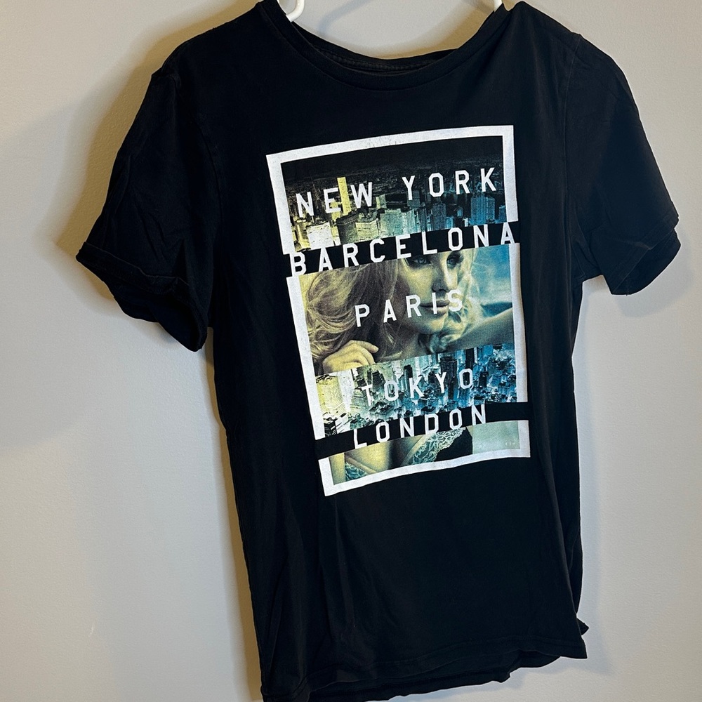 Express Black T-Shirt with City Graphic